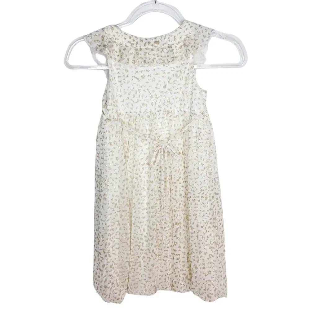 Justice Girls Size 8 Gold Metallic Leopard Print Ruffle Studded Party Dress NEW